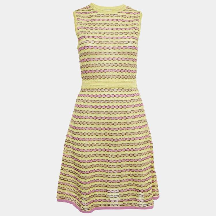 Pre Owned M Missoni Multicolor Patterned Lurex Knit Sleeveless Short Dress M