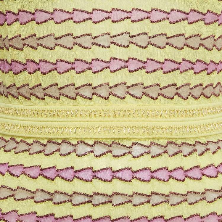 Pre Owned M Missoni Multicolor Patterned Lurex Knit Sleeveless Short Dress M