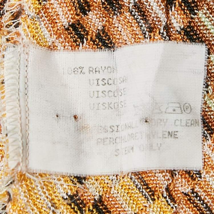 Pre Owned Missoni Multicolor Patterned Knit Sleeveless Fringed Top M
