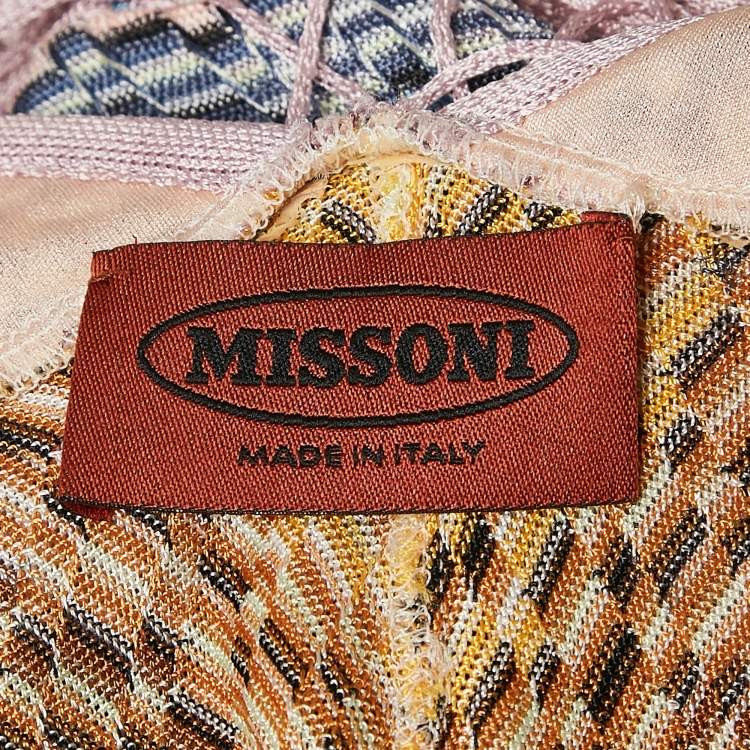 Pre Owned Missoni Multicolor Patterned Knit Sleeveless Fringed Top M