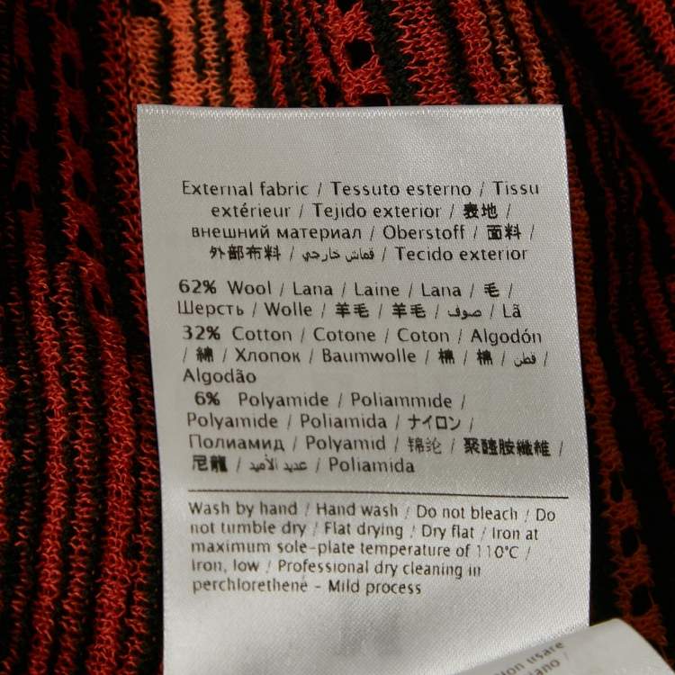 Pre Owned M Missoni Orange/Multicolor Patterned Wool Blend Knit Sleeveless Top S
