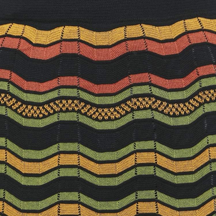 Pre Owned M Missoni Multicolor Patterned Knit Maxi Skirt S