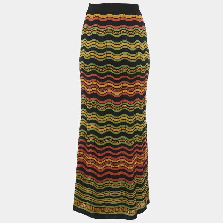 Pre Owned M Missoni Multicolor Patterned Knit Maxi Skirt S