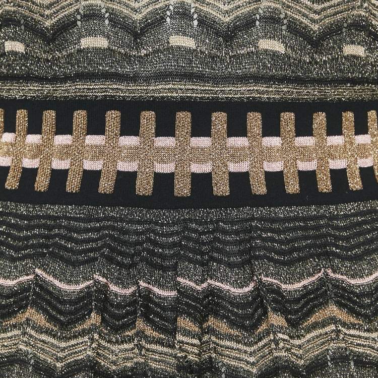Pre Owned M Missoni Black/Gold Lurex Knit Mini Dress M