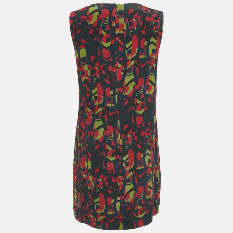 Pre Owned M Missoni Red Printed Silk Shift Mini Dress M