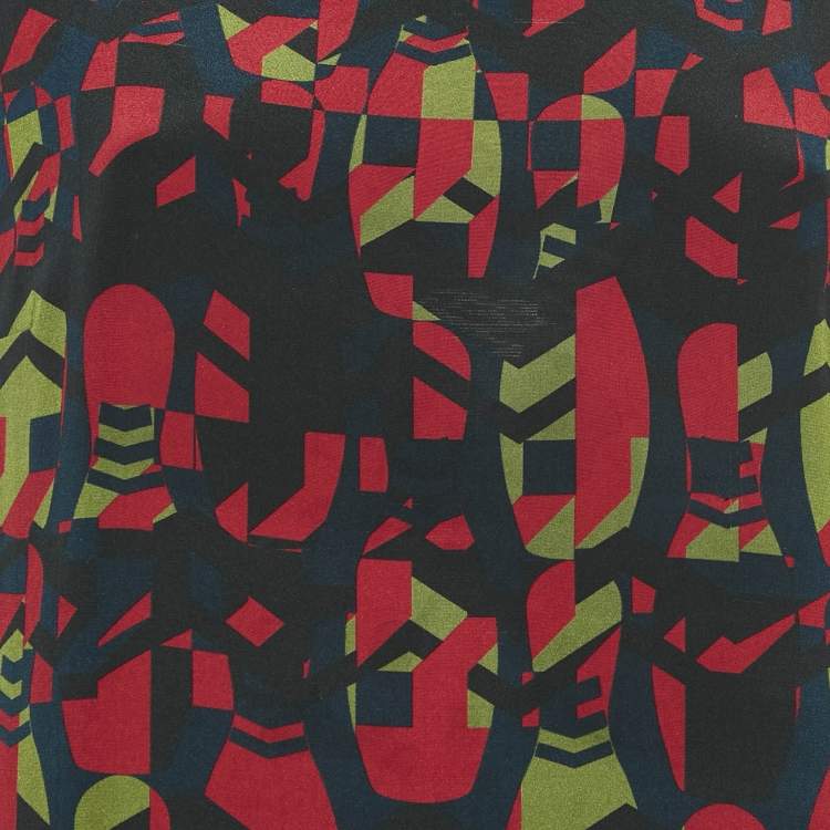 Pre Owned M Missoni Red Printed Silk Shift Mini Dress M