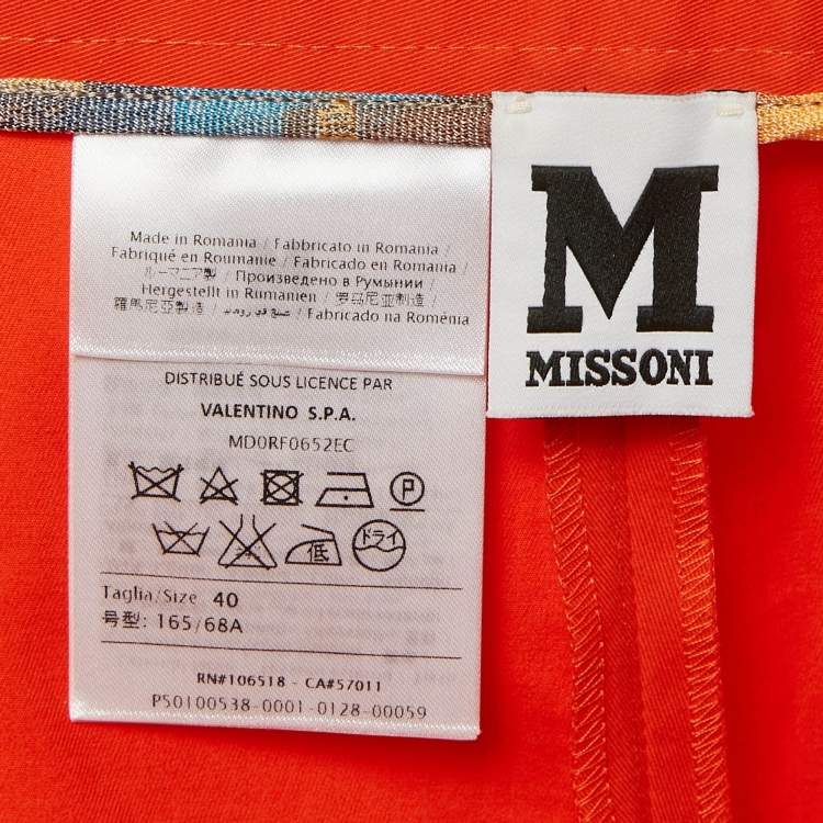 Pre Owned M Missoni Orange Cotton Pocket Detail Shorts S