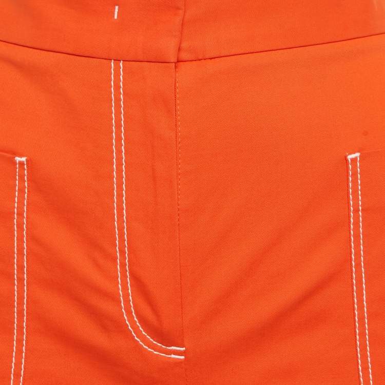 Pre Owned M Missoni Orange Cotton Pocket Detail Shorts S