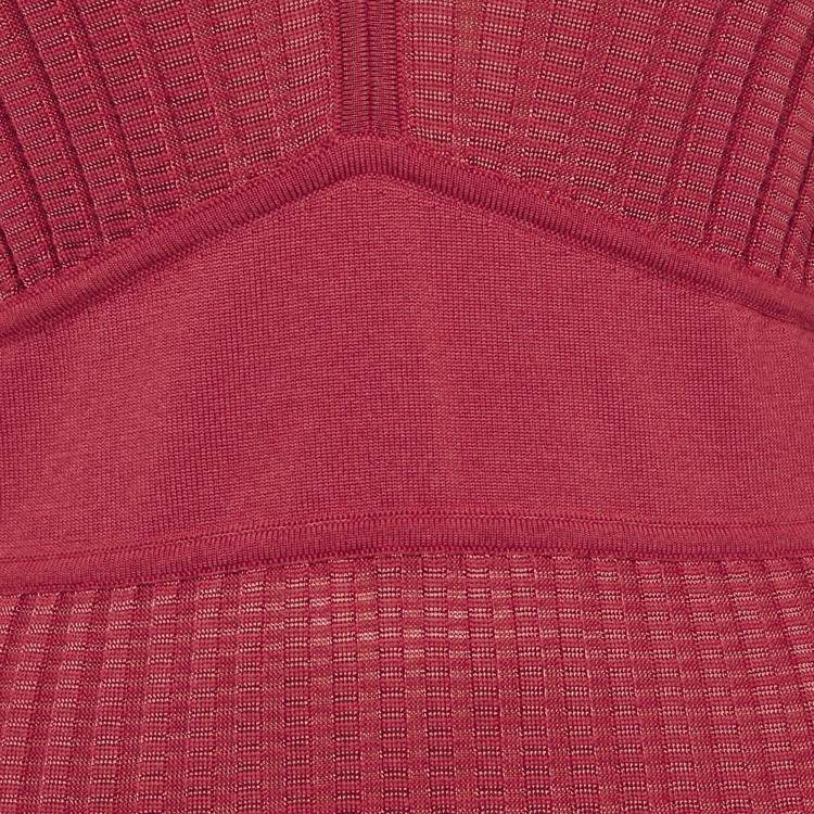 Pre Owned M Missoni Red Patterned Knit V-Neck Midi Dress M