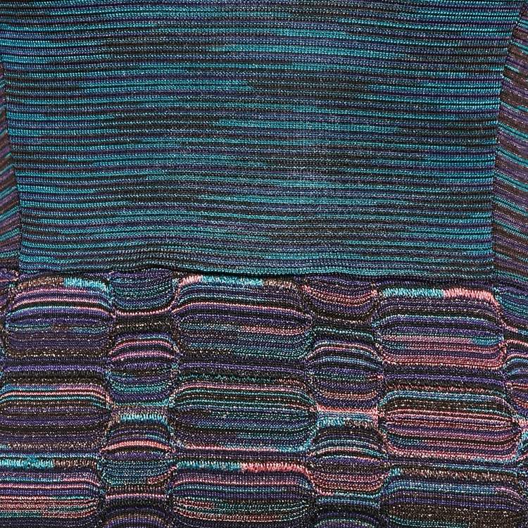 Pre Owned M Missoni Purple Patterned Lurex Knit Bodycon Short Dress S