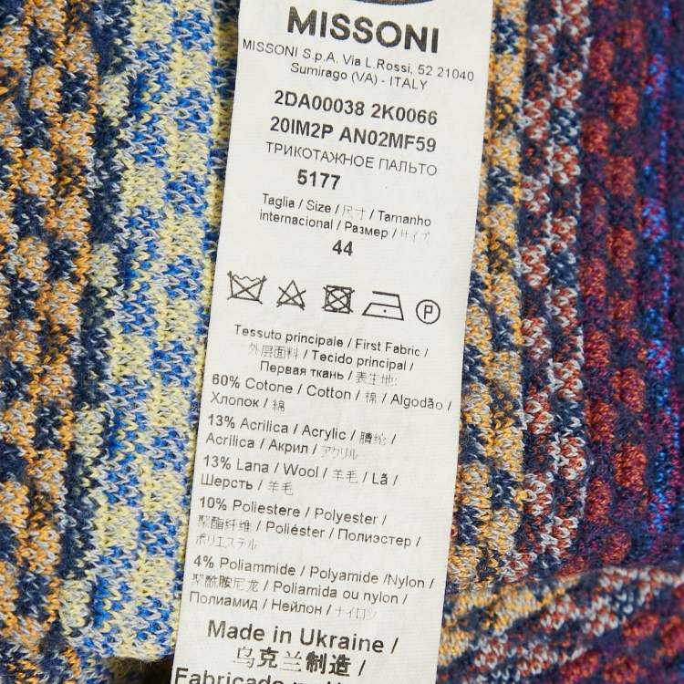 Pre Owned M Missoni Collection Multicolor Patterned Knit Mid-Length Coat M