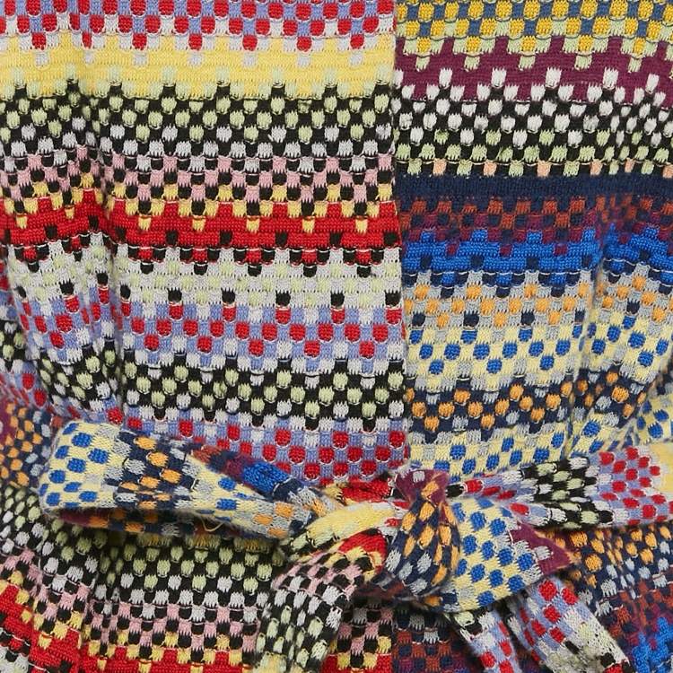Pre Owned M Missoni Collection Multicolor Patterned Knit Mid-Length Coat M