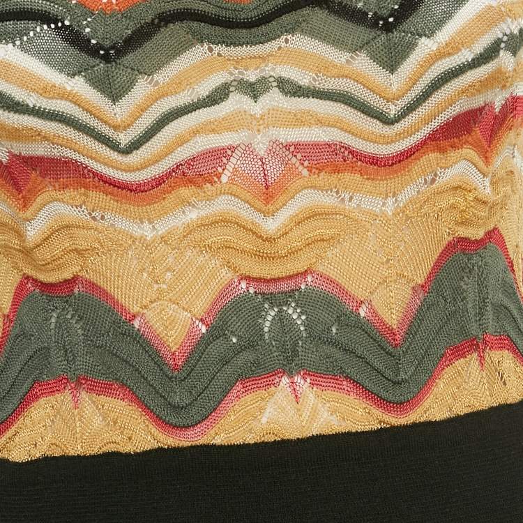 Pre Owned M Missoni Multicolor Chevron Knit Sleeveless Midi Dress M