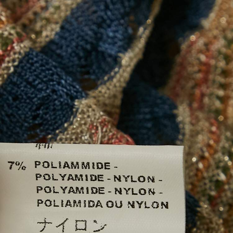 Pre Owned M Missoni Multicolor Lurex Knit Sleeveless Tie-Up Waist Detail Top L