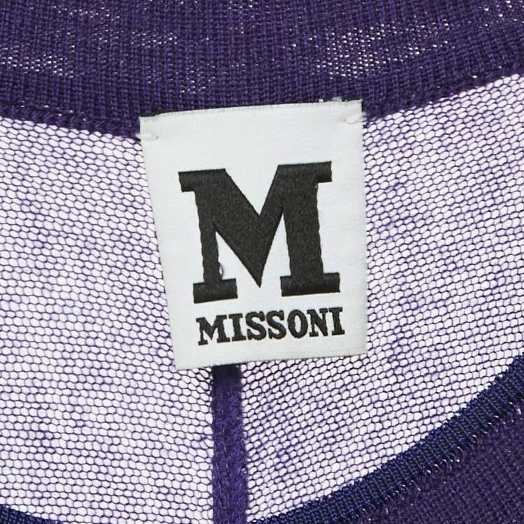 Pre Owned M Missoni Purple Patterned Knit Short Dress L