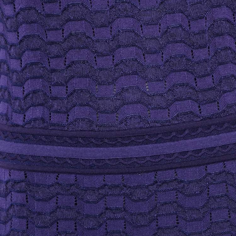 Pre Owned M Missoni Purple Patterned Knit Short Dress L