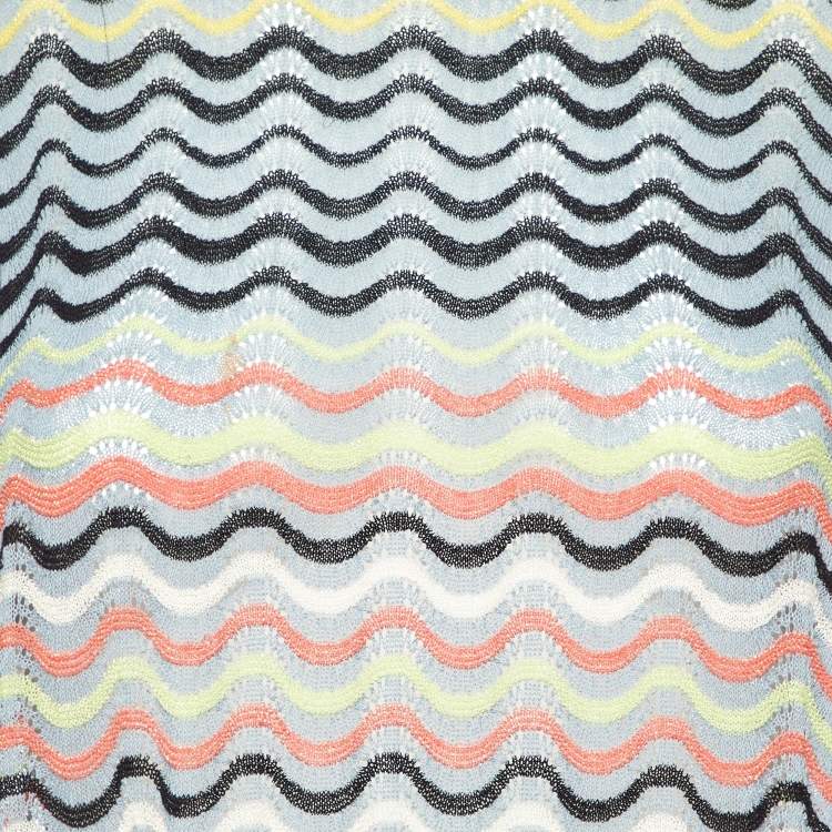 مملوكة مسبقًا M Missoni Grey Wavy Knit Sheer Sleeveless Top  S