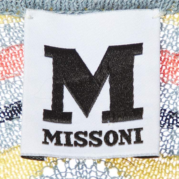 مملوكة مسبقًا M Missoni Grey Wavy Knit Sheer Sleeveless Top  S