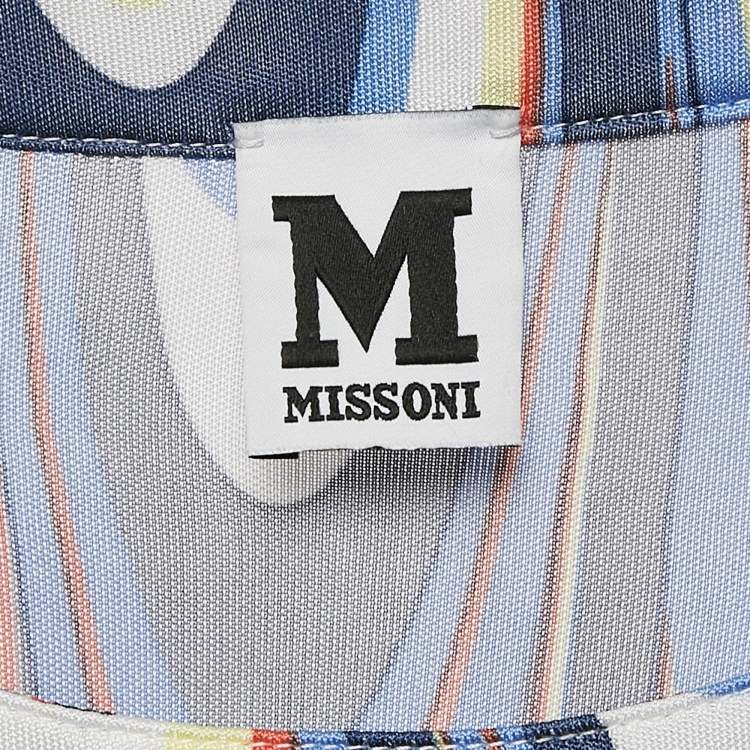 Pre Owned M Missoni Multicolor Printed Jersey Cold-Shoulder Top M