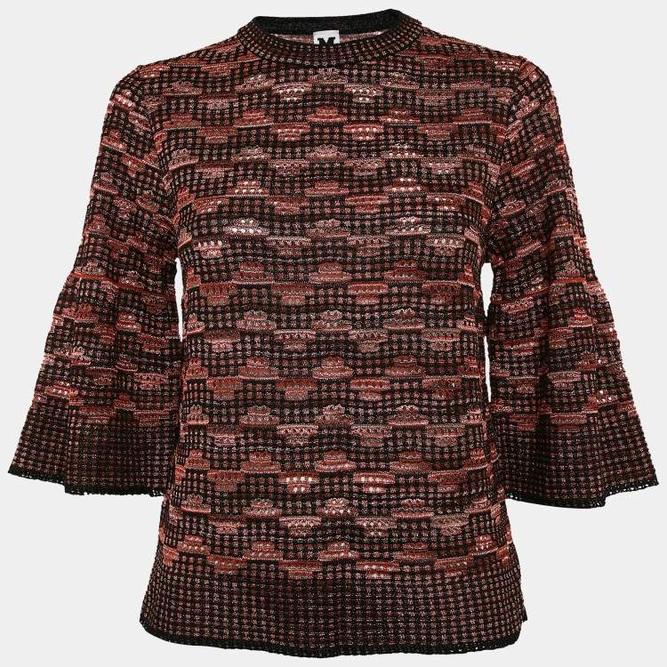 Pre Owned M Missoni Black/Multicolor Pinhole Pattern Knit Sweater Top S