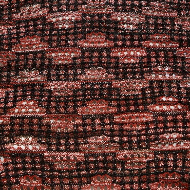 Pre Owned M Missoni Black/Multicolor Pinhole Pattern Knit Sweater Top S