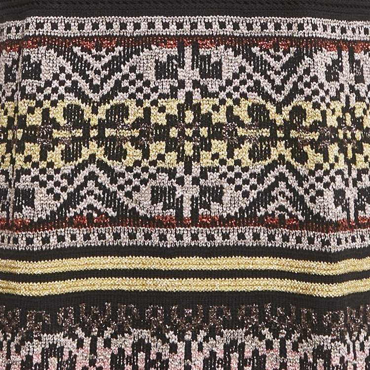 Pre Owned M Missoni Metallic/Black Lurex Knit Sleeveless Dress S