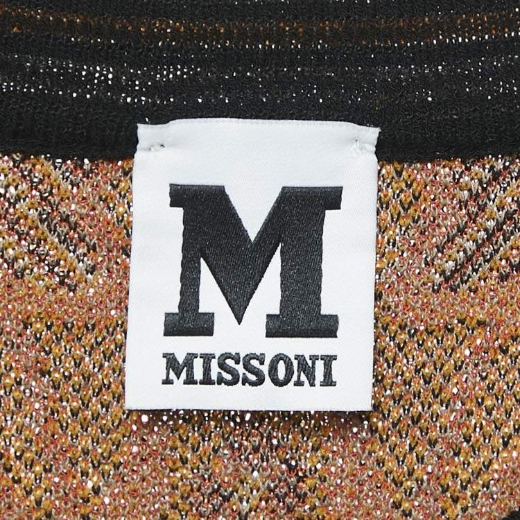 Pre Owned M Missoni Beige/Multicolor Patterned Knit Sleeveless Midi Dress L