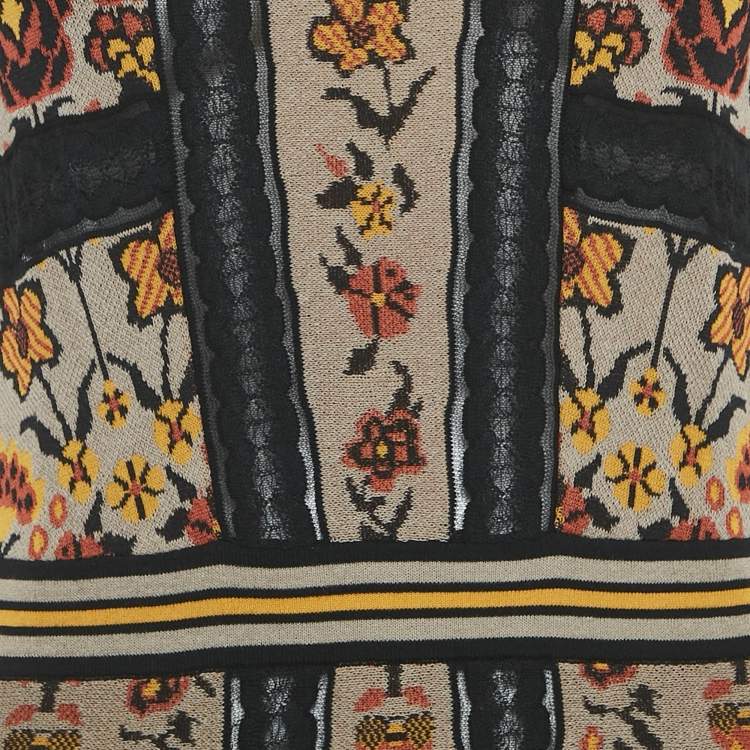Pre Owned M Missoni Beige/Multicolor Patterned Knit Sleeveless Midi Dress L
