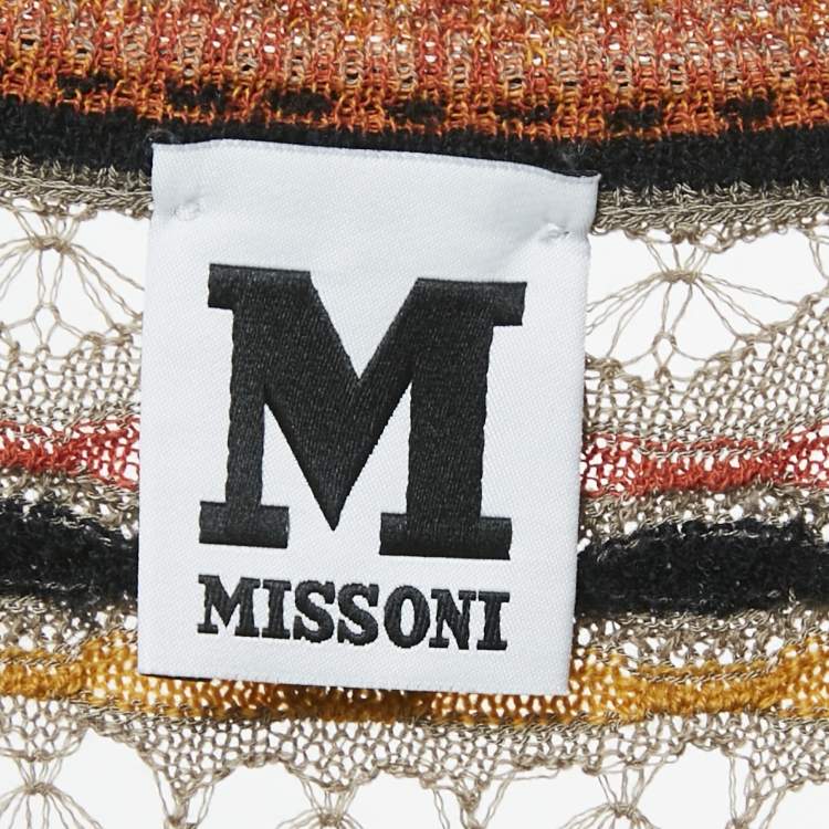Pre Owned M Missoni Beige/Multicolor Patterned Knit Midi Dress S