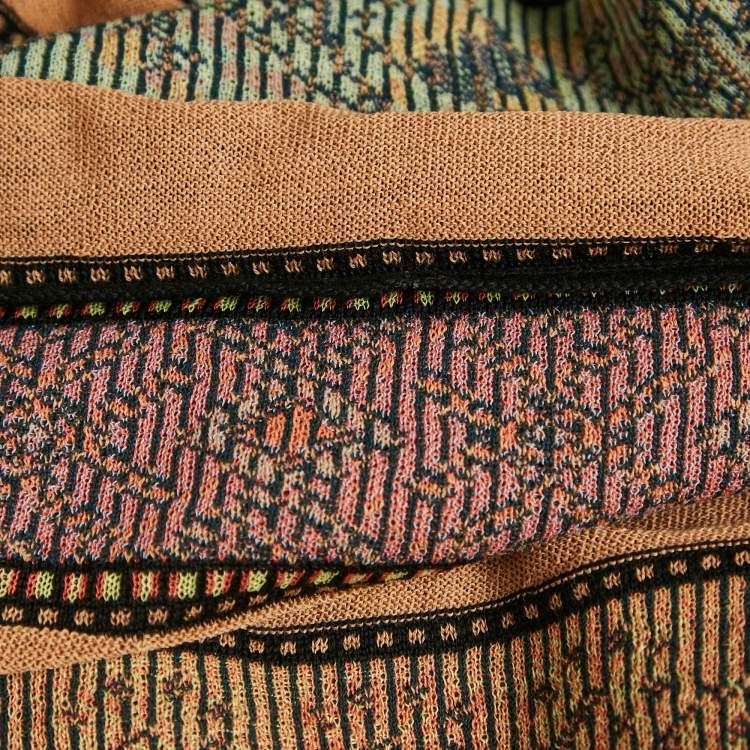 Pre Owned M Missoni Brown/Multicolor Patterned Knit Sleeveless Midi Dress L