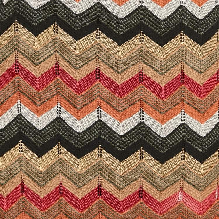 Pre Owned M Missoni Multicolor Chevron Pattern Knit Skirt M