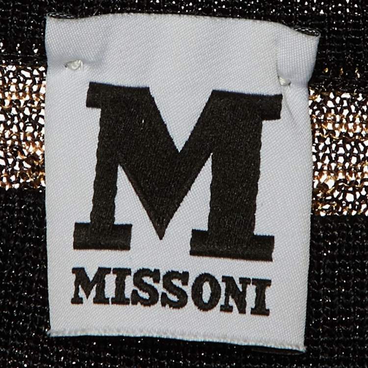 Pre Owned M Missoni Brown/Black Chevron Lurex Knit Long Sleeve Sweatshirt L
