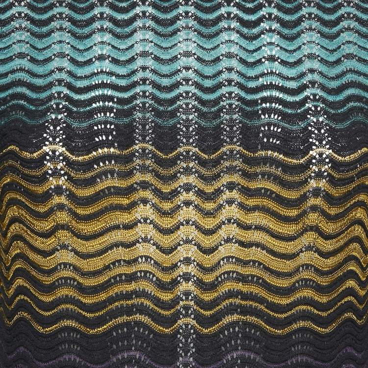 Pre Owned M Missoni Multicolor Wave Pattern Knit Long Sleeve Top S