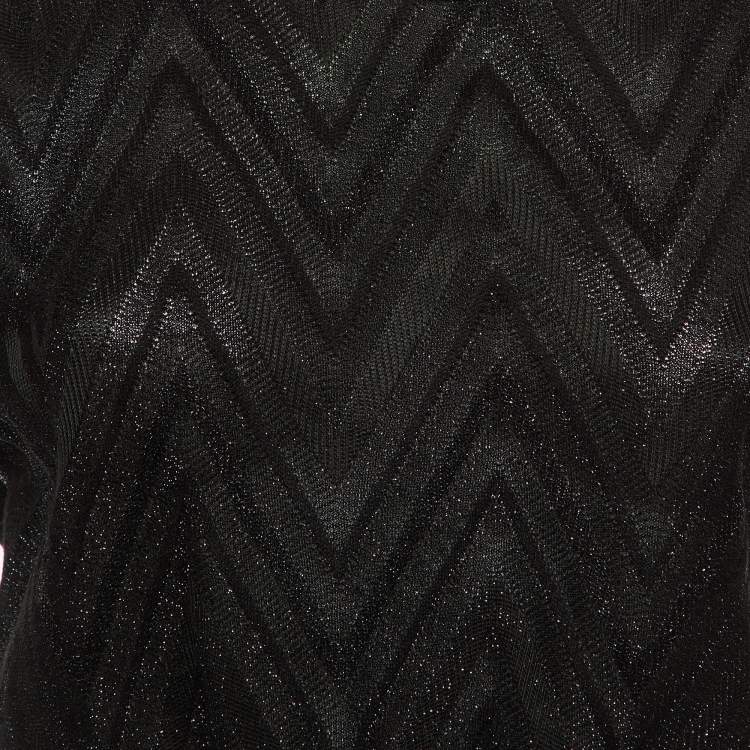 Pre Owned M Missoni Black Lurex Knit Front Tie Detail Sleeveless Top L
