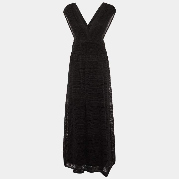 Pre Owned M Missoni Black Lurex Knit Sleeveless Maxi Dress M