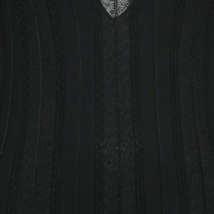 Pre Owned M Missoni Black Patterned Knit Sequin Detail Short Dress M