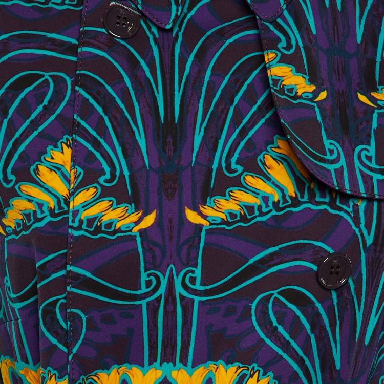 Pre Owned M Missoni Purple Printed Double Breasted Coat M