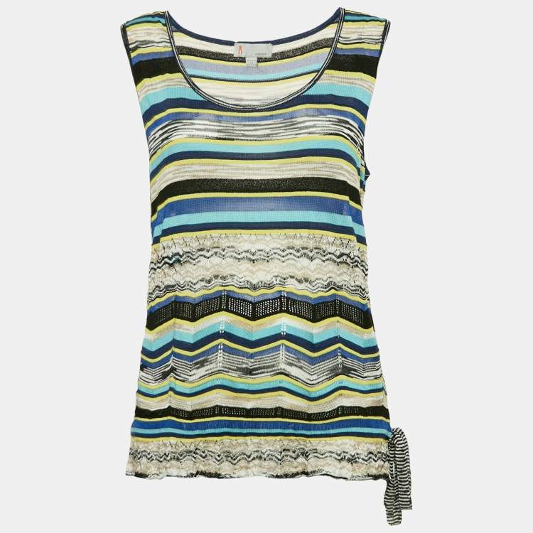 Pre Owned M Missoni Multicolor Knit Tank Top & Cardigan Set L