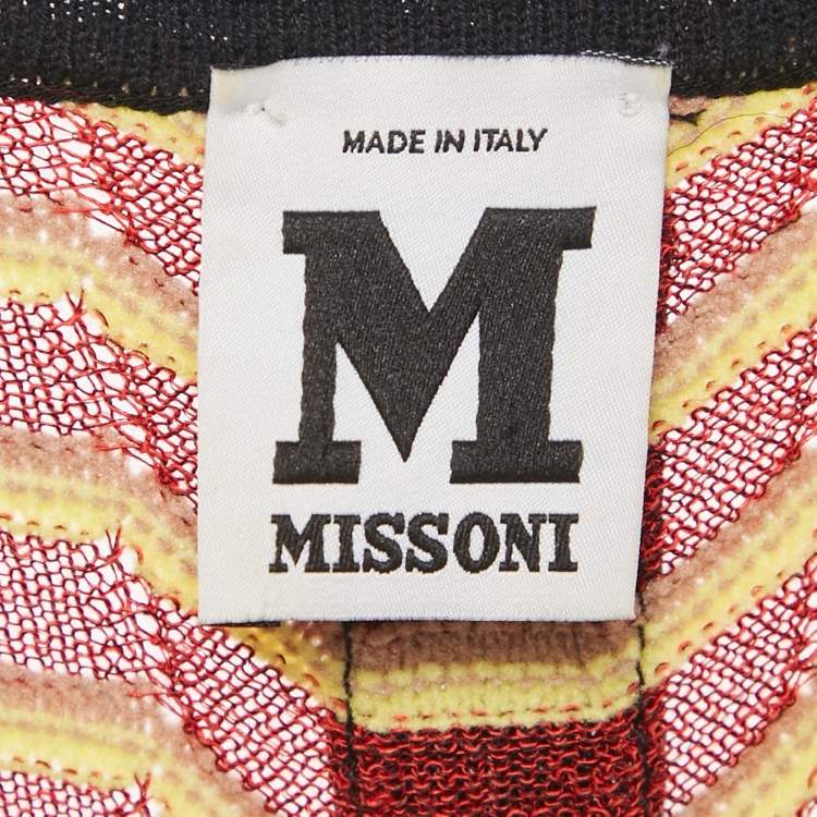 Pre Owned M Missoni Brown/Black Chevron Crochet Knit Maxi Dress S