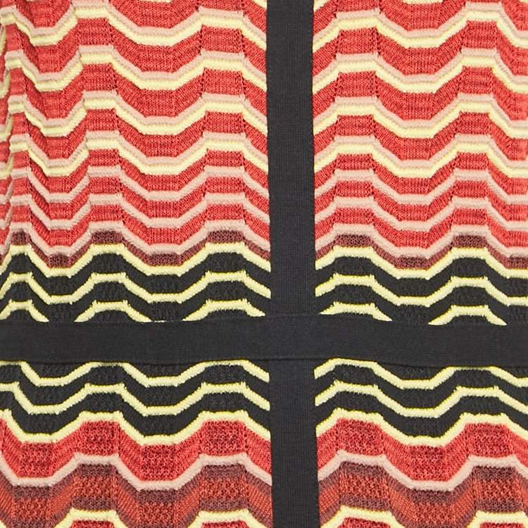 Pre Owned M Missoni Brown/Black Chevron Crochet Knit Maxi Dress S