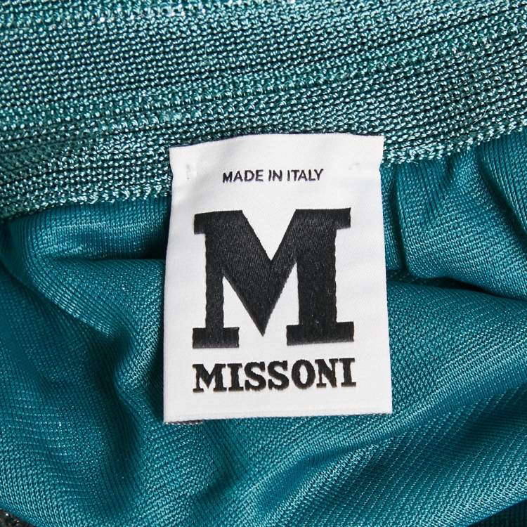Pre Owned M Missoni Blue Lurex Knit Midi Dress L