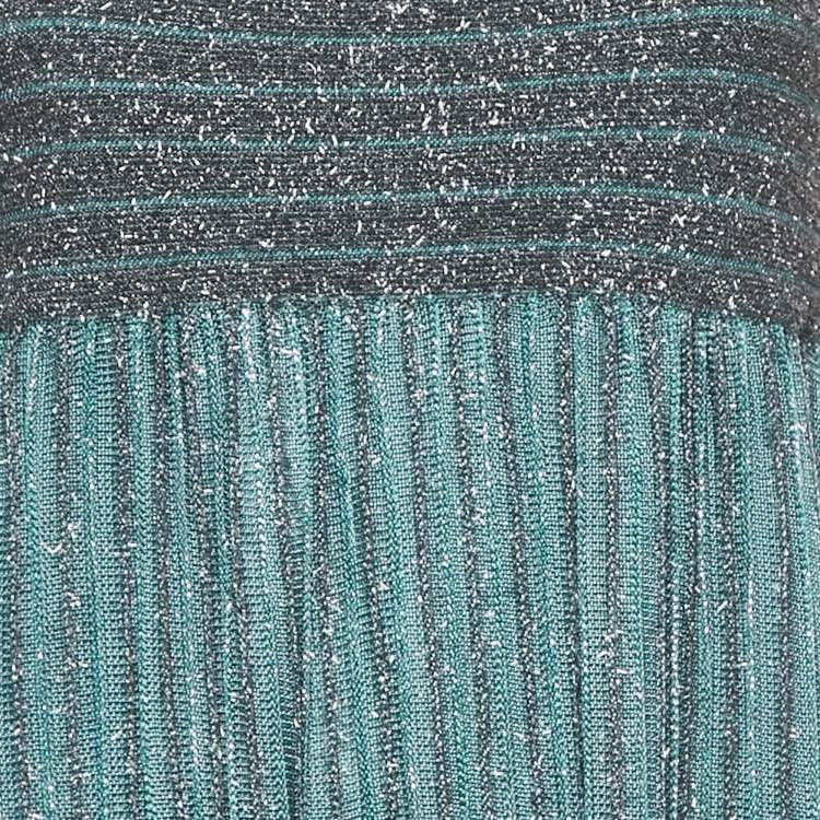 Pre Owned M Missoni Blue Lurex Knit Midi Dress L