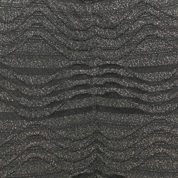 Pre Owned M Missoni Black Patterned Lurex Knit Wide Leg Trousers L