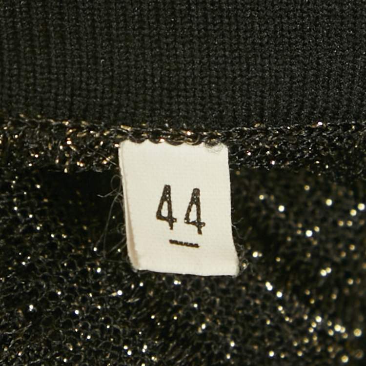 Pre Owned M Missoni Black Patterned Lurex Knit Wide Leg Trousers L