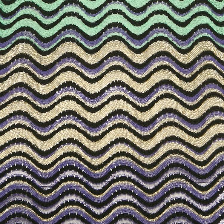 Pre Owned M Missoni Multicolor Wave Pattern Knit Short Dress L