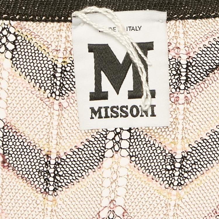 Pre Owned M Missoni Brown Chevron Pattern Knit V-Neck Short Dress M