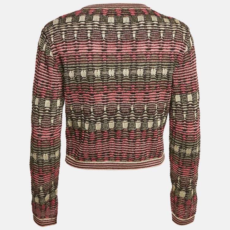 Pre Owned M Missoni Multicolor Lurex Knit Cardigan XL