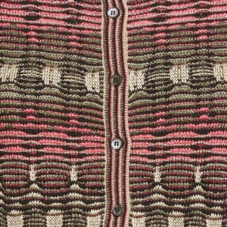 Pre Owned M Missoni Multicolor Lurex Knit Cardigan XL