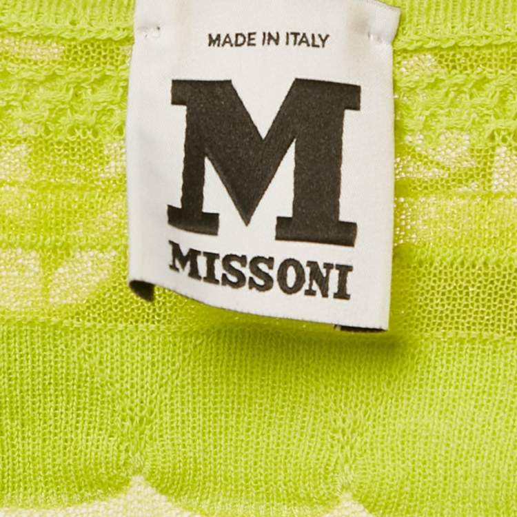 Pre Owned M Missoni Neon Green Knit Top S