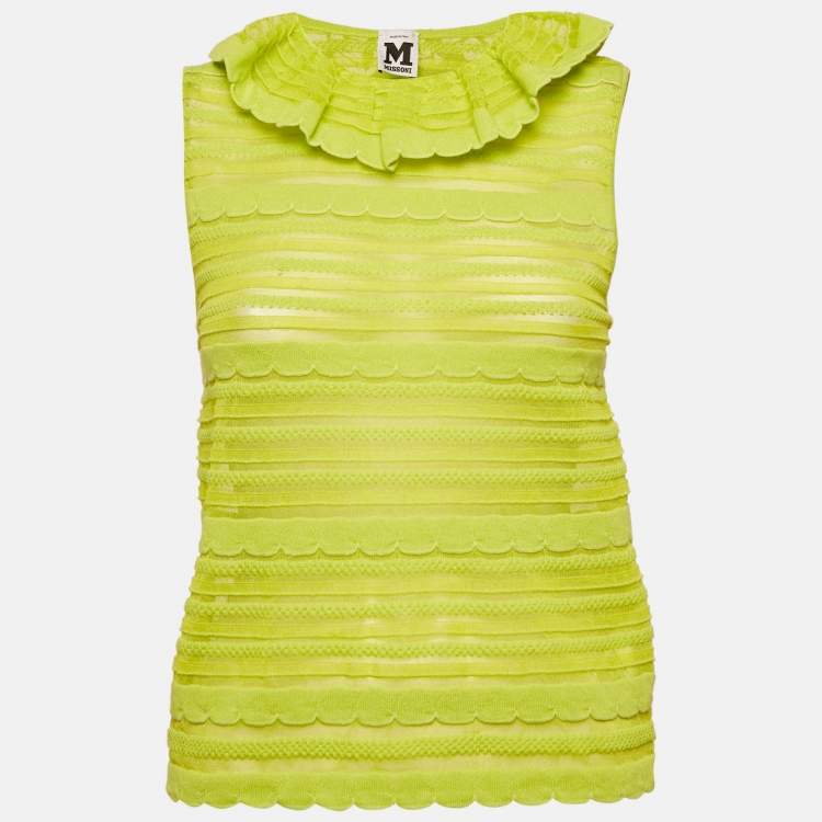 Pre Owned M Missoni Neon Green Knit Top S